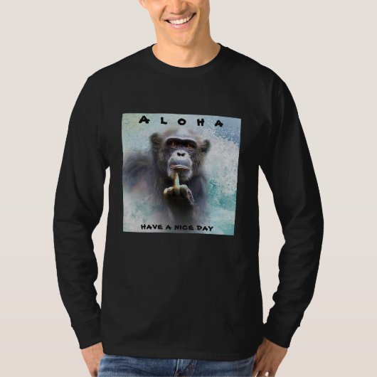 Aloha Offensief Funny Chimpansee Middle Finger T-shirt (Voorkant)