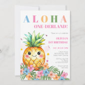 Aloha Onederland Summer Pineapple 1st Birthday Inv Kaart (Voorkant)