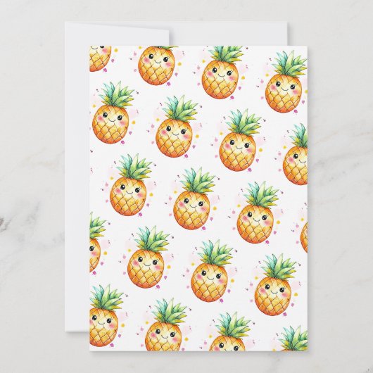 Aloha Onederland Summer Pineapple 1st Birthday Inv Kaart (Achterkant)