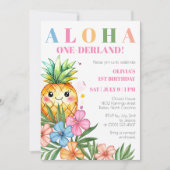 Aloha Onederland Zomer Ananas 1e verjaardag Kaart (Voorkant)