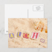 Aloha op een zandstrand met zeeschelpen briefkaart (Voorkant / Achterkant)