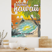 Aloha! Oude poster cartoon (Keuken)