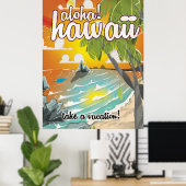 Aloha! Oude poster cartoon (Thuiskantoor)