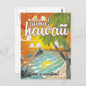 Aloha! Oude poster cartoon Briefkaart (Voorkant / Achterkant)