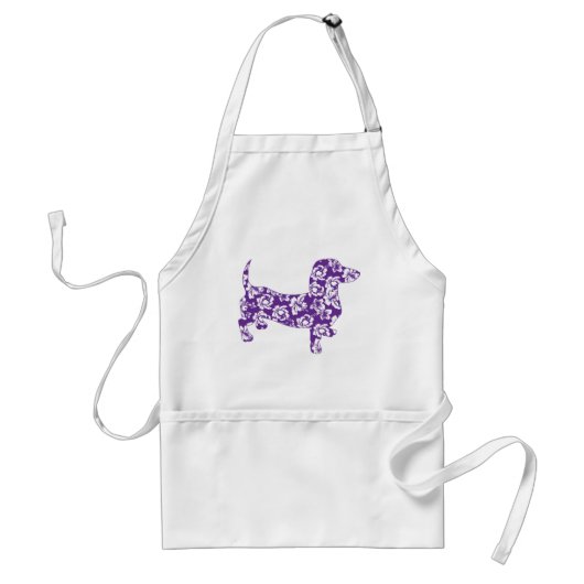 Aloha Paarse Doxie Dachshund Standaard Schort (Voorkant)