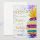 Aloha Paarse gouden regenboog ananas Verjaardag Kaart (Voorkant / Achterkant)