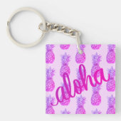 Aloha Paarse Pineappel Square Sleutelhanger Mini (Voorkant)
