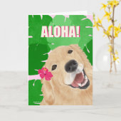 Aloha Palm Leaves Golden Retriever Dog Kaart (Gele Bloem)