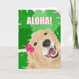 Aloha Palm Leaves Golden Retriever Dog Kaart