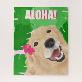 Aloha Palm Leaves Golden Retriever puzzel
