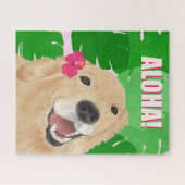 Aloha Palm Leaves Golden Retriever puzzel (Horizontaal)