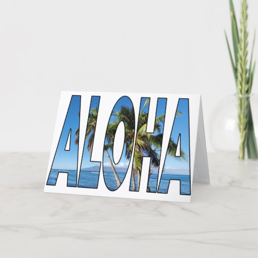 Aloha Palm Trees Hawaii Lahaina Typography Blank Feestdagen Kaart (Voorkant)