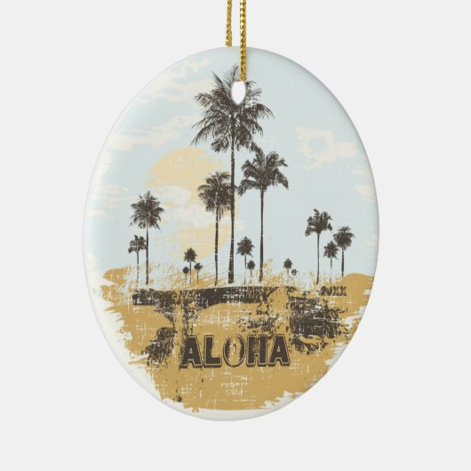 Aloha Palm Trees tropische kerstversiering Keramisch Ornament (Rechts)