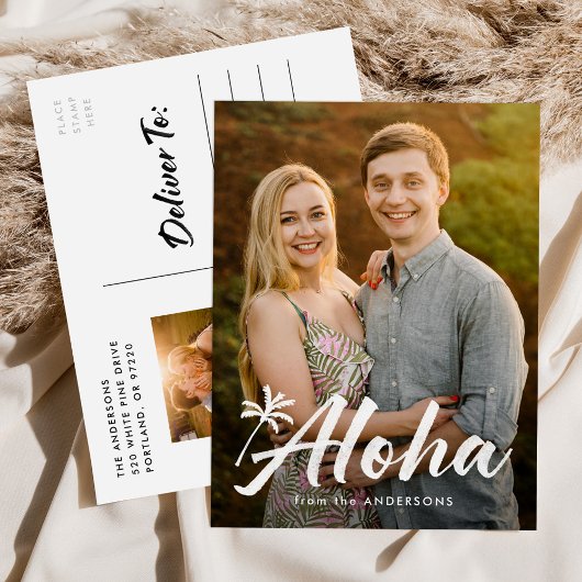 Aloha palmboom 2 foto feestdagenkaart