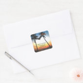 Aloha Palmboom Adres Vierkante Sticker (Envelop)