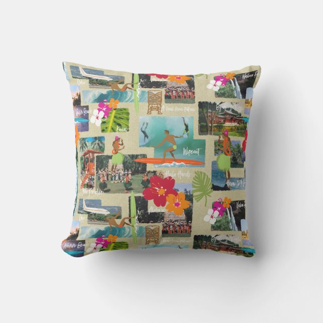 Aloha Paradise Hawaiian  Briefkaart Buitenkussen (Voorkant)