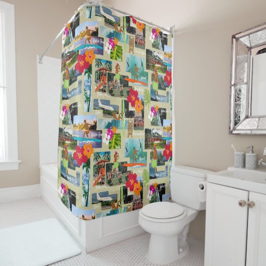 Aloha Paradise Hawaiian  Briefkaart Douchegordijn (In situ)