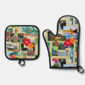 Aloha Paradise Hawaiian  Briefkaart Ovenwant & Pannenlap Set (Voorkant)