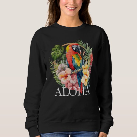 Aloha Parrot Tropical Bird Vacation Beach Flower H Trui (Voorkant)