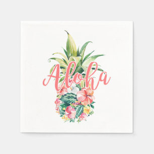 Aloha Party Tropische Bloemen Ananas Servet