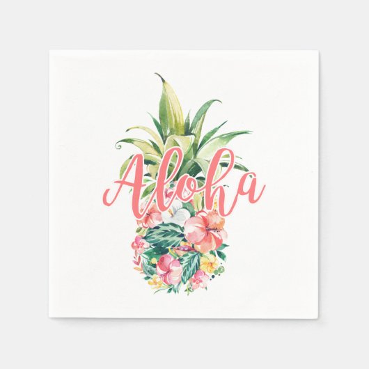 Aloha Party Tropische Bloemen Ananas Servet (Voorkant)