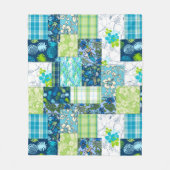 Aloha Patchwork Hawaïaanse tropische Prints- Blauw Fleece Deken (Voorkant)