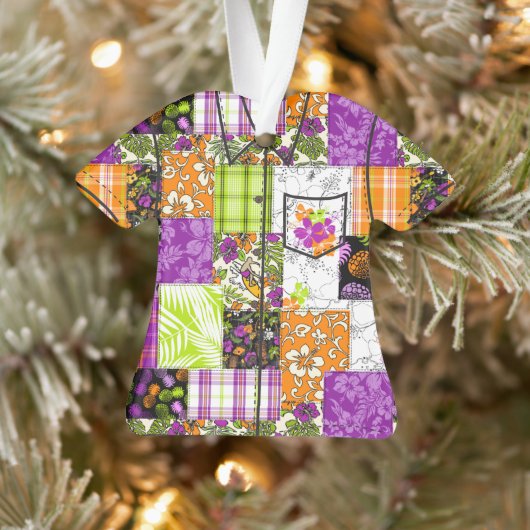 Aloha Patchwork Hawaiian Tropical Aloha Shirt Ornament (Boom)