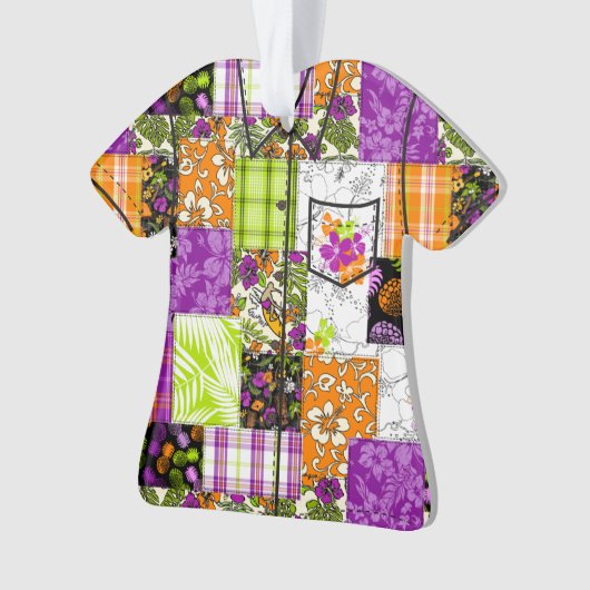 Aloha Patchwork Hawaiian Tropical Aloha Shirt Ornament (voorkant)