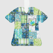 Aloha Patchwork Hawaiian Tropical Aloha Shirt-Turq Ornament (voorkant)