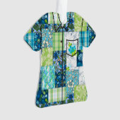 Aloha Patchwork Hawaiian Tropical Aloha Shirt-Turq Ornament (voorkant)