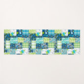 Aloha Patchwork Hawaiian Tropische Prints - Blauwg Yogamat (Voorkant (horizontaal))