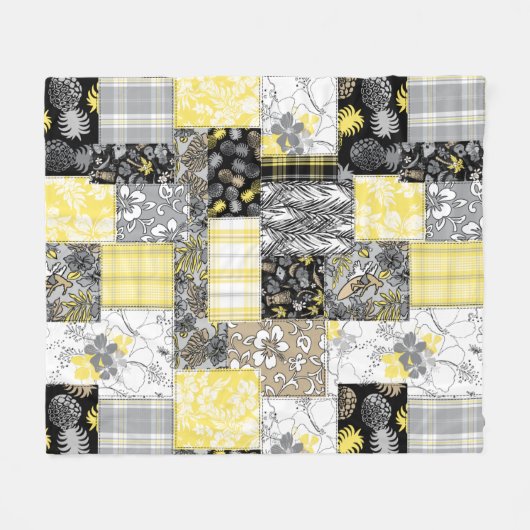Aloha Patchwork Hawaiian Tropische Prints - Neutra Fleece Deken (Voorkant (Horizontaal))