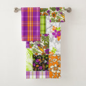 Aloha Patchwork Hawaiian Tropische Prints - Violet Bad Handdoek (Insitu)
