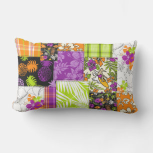 Aloha Patchwork Hawaiian Tropische Prints - Violet Buitenkussen