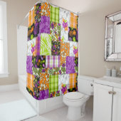 Aloha Patchwork Hawaiian Tropische Prints - Violet Douchegordijn (In situ)