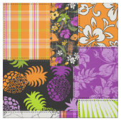 Aloha Patchwork Hawaiian Tropische Prints - Violet Stof (Swatch)