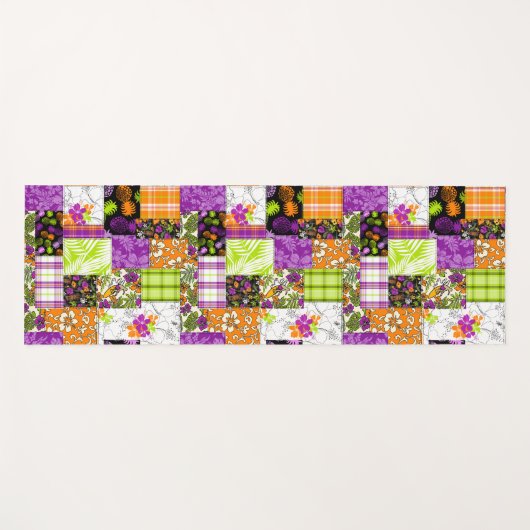 Aloha Patchwork Hawaiian Tropische Prints - Violet Yogamat (Voorkant (horizontaal))