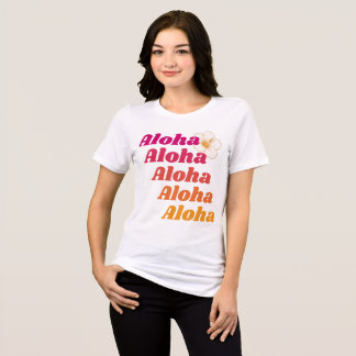 Aloha Patroon Hibiscus Roze Oranje Hawaii Bloemig Tri-Blend Shirt