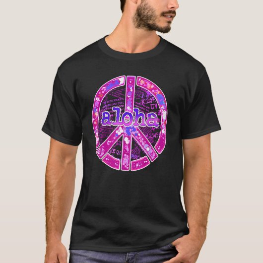 Aloha Peace Sign Pink Design T-shirt (Voorkant)