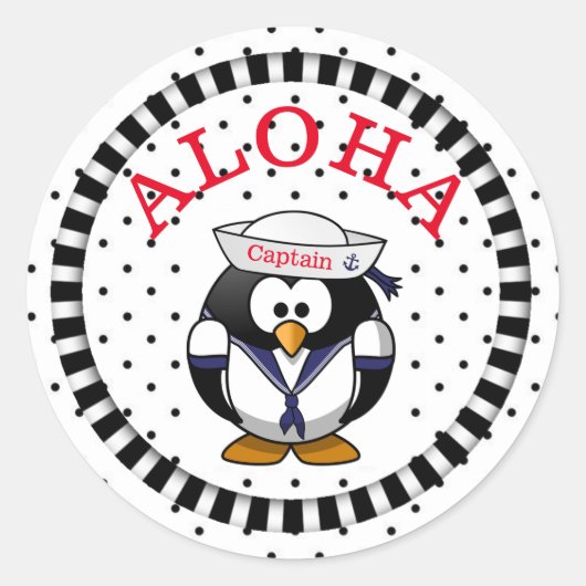 Aloha Penguin Ronde Sticker (Voorkant)