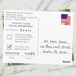 Aloha Pet Appointment Reminder Briefkaart