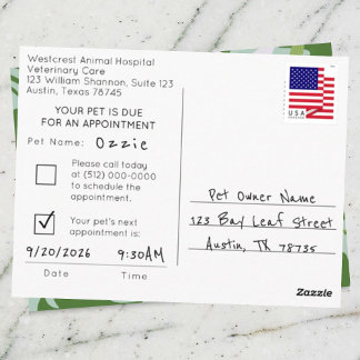 Aloha Pet Appointment Reminder Briefkaart