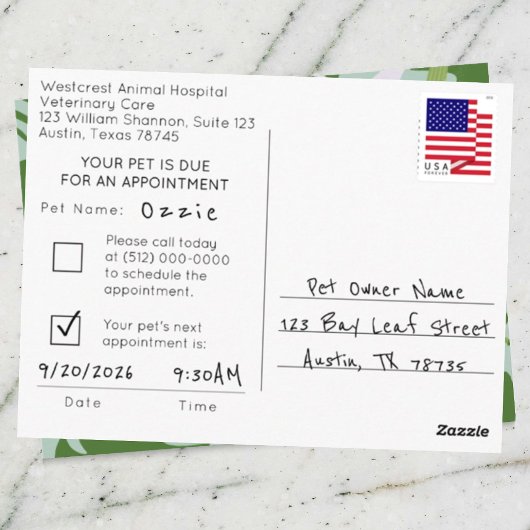 Aloha Pet Appointment Reminder Briefkaart