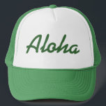 Aloha Pet Green<br><div class="desc">Groene en witte vrachtwagenhoed met het woord "Aloha" erop gedrukt.</div>