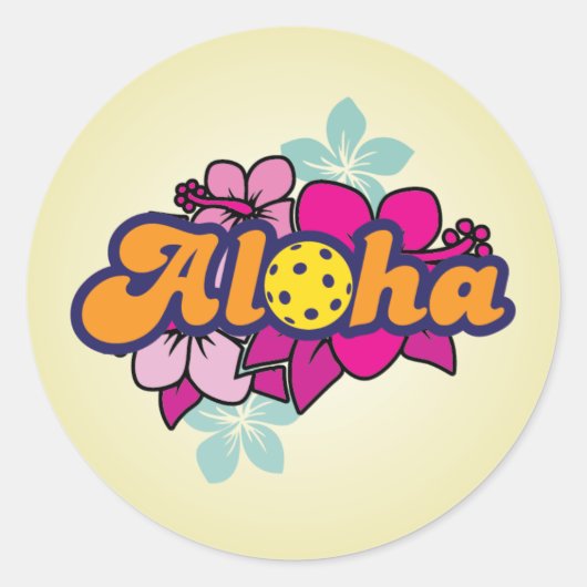 Aloha Pickleball Ronde Sticker (Voorkant)