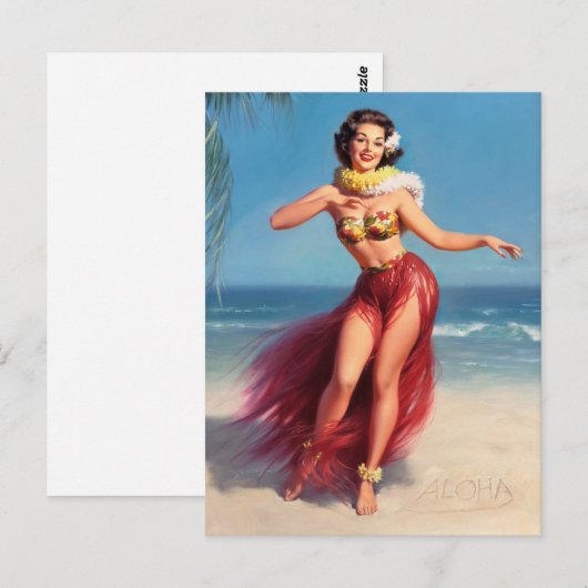Aloha Pin Up Briefkaart (Voorkant / Achterkant)