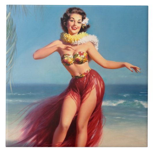 Aloha Pin Up Tegeltje (Voorkant)
