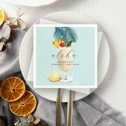 Aloha Pina Colada Green Cocktail Verjaardagsfeestj Servet
