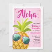 Aloha pineappel Birthday Tropical Luau Hawaii roze Kaart (Voorkant)