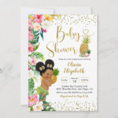 Aloha Pineapple African Afro Girl Baby shower Kaart (Voorkant)